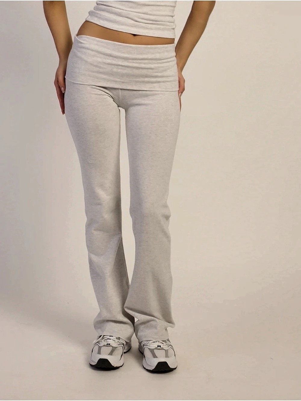 harlow fold over Flared Leggings light gray